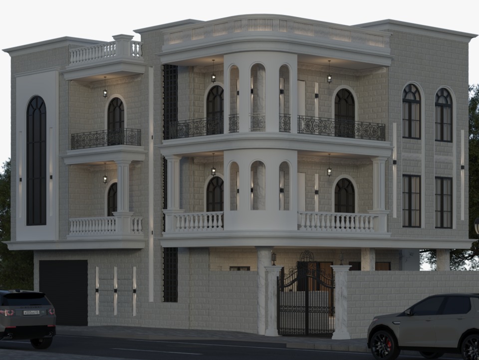 Modern building with triangular design